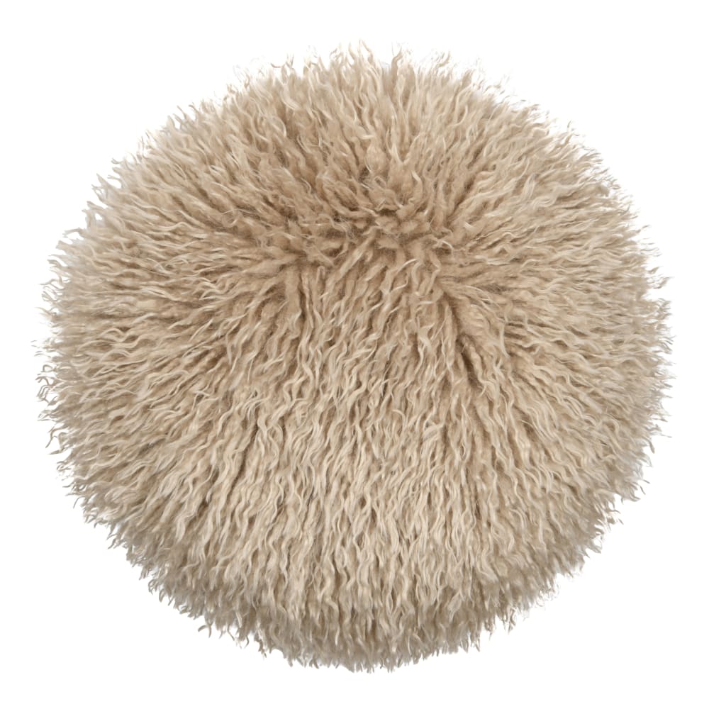 Coussin Rond Imitation Fourrure Longue