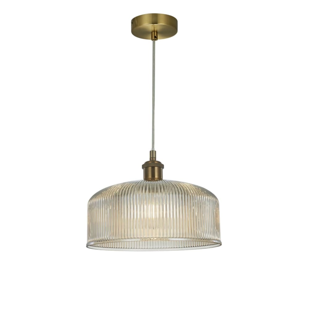 Suspension vintage verre ambré strié look rétro - Auréline