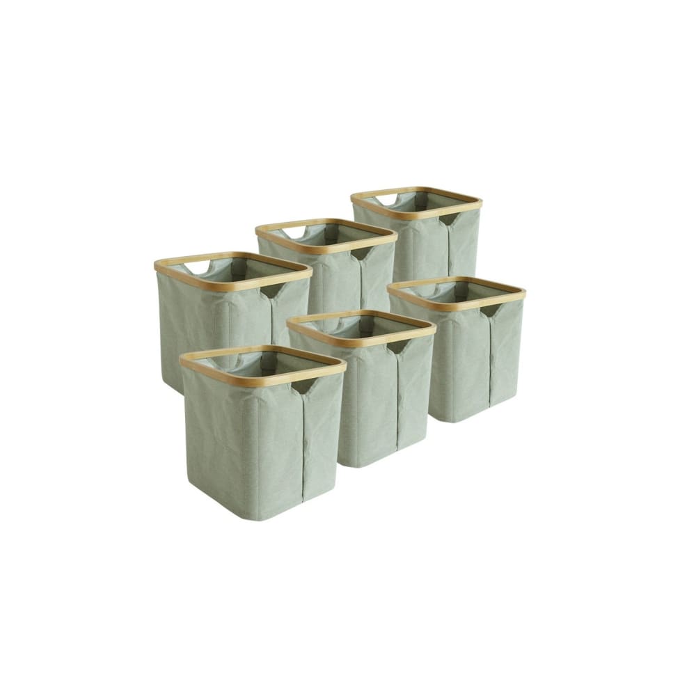 Lot de 6 paniers de rangement hyppolite en tissu vert 30 x 30 x 30 cm