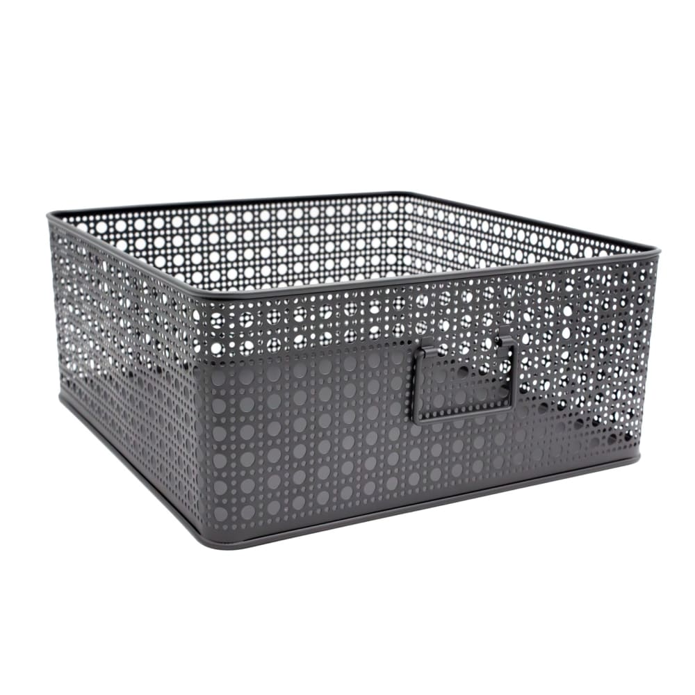Panier de rangement en métal gris 32 x 32 x 14 cm