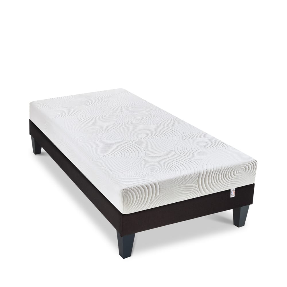 Ensemble Vosges 90x200 cm Matelas Mousse Haute Densité + Sommier Bois