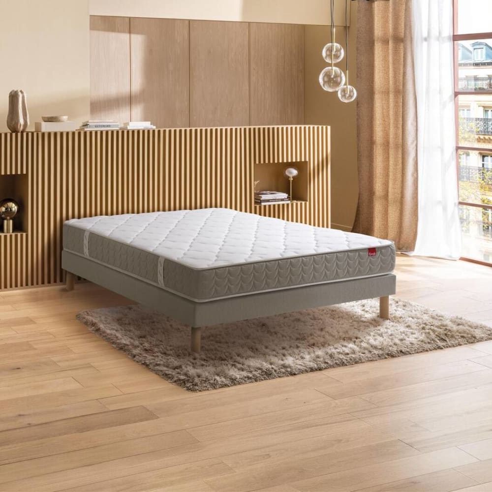 Ensemble literie matelas ressorts et sommier tapissier 140 x 200 cm