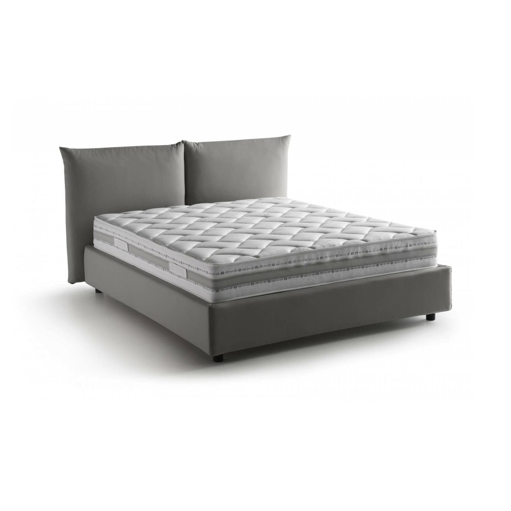 Lit Double Arcole, Matelas Inclus Gris