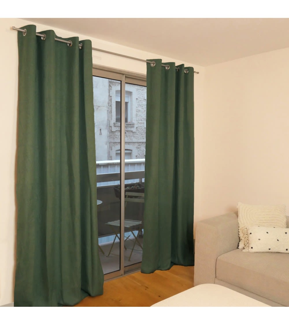 Rideau thermique occultant jacquard 140x250 cm vert