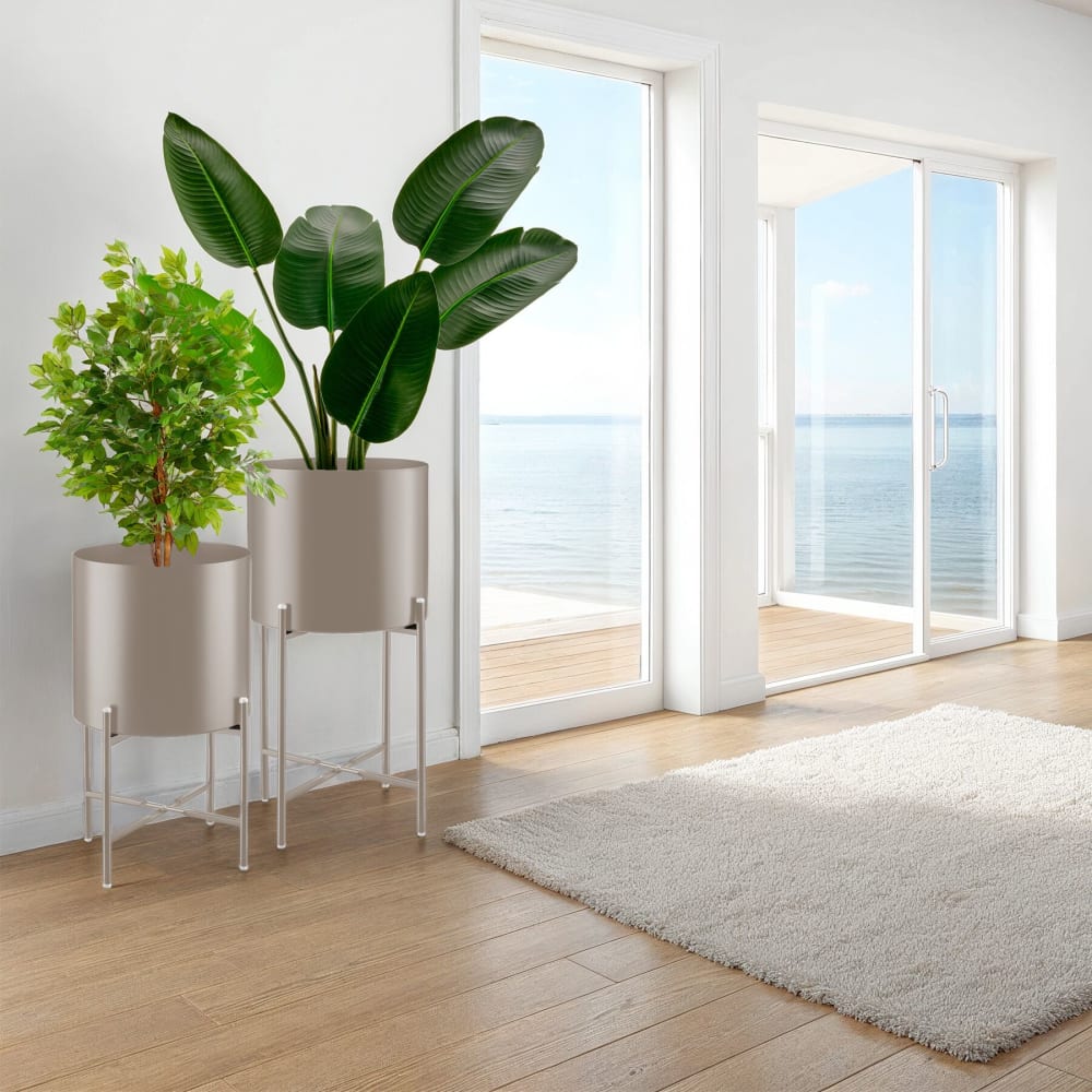 Lot 2 Supports De Plantes En Acier Revêtu Par Poudre