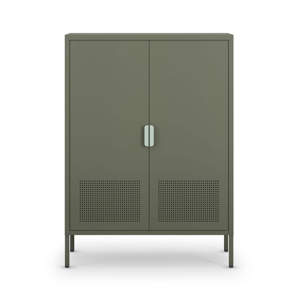 Adel - Buffet haut 2 portes en métal H110cm - Vert