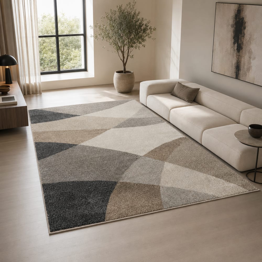 Tapis Pearl moderne salon moderne contour, Beige, 160 x 220 cm