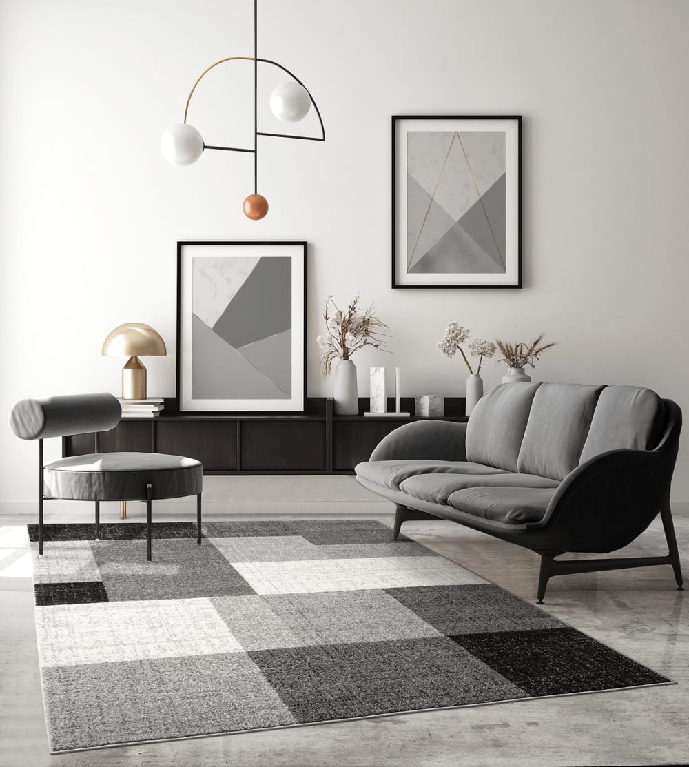 Tapis Pearl moderne salon découpe géométrique, Gris, 200 x 280 cm