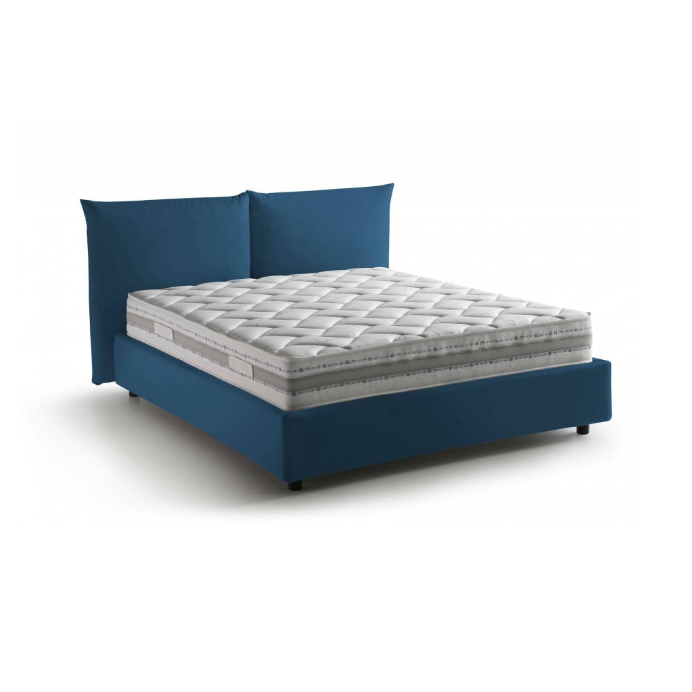 Lit Double Arpino, Matelas Inclus bleu