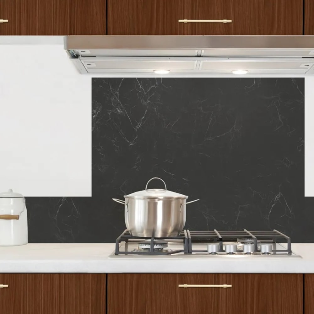 Crédence cuisine en aluminium - effet marbre gris - 300x20 cm (en 3 bandeaux)