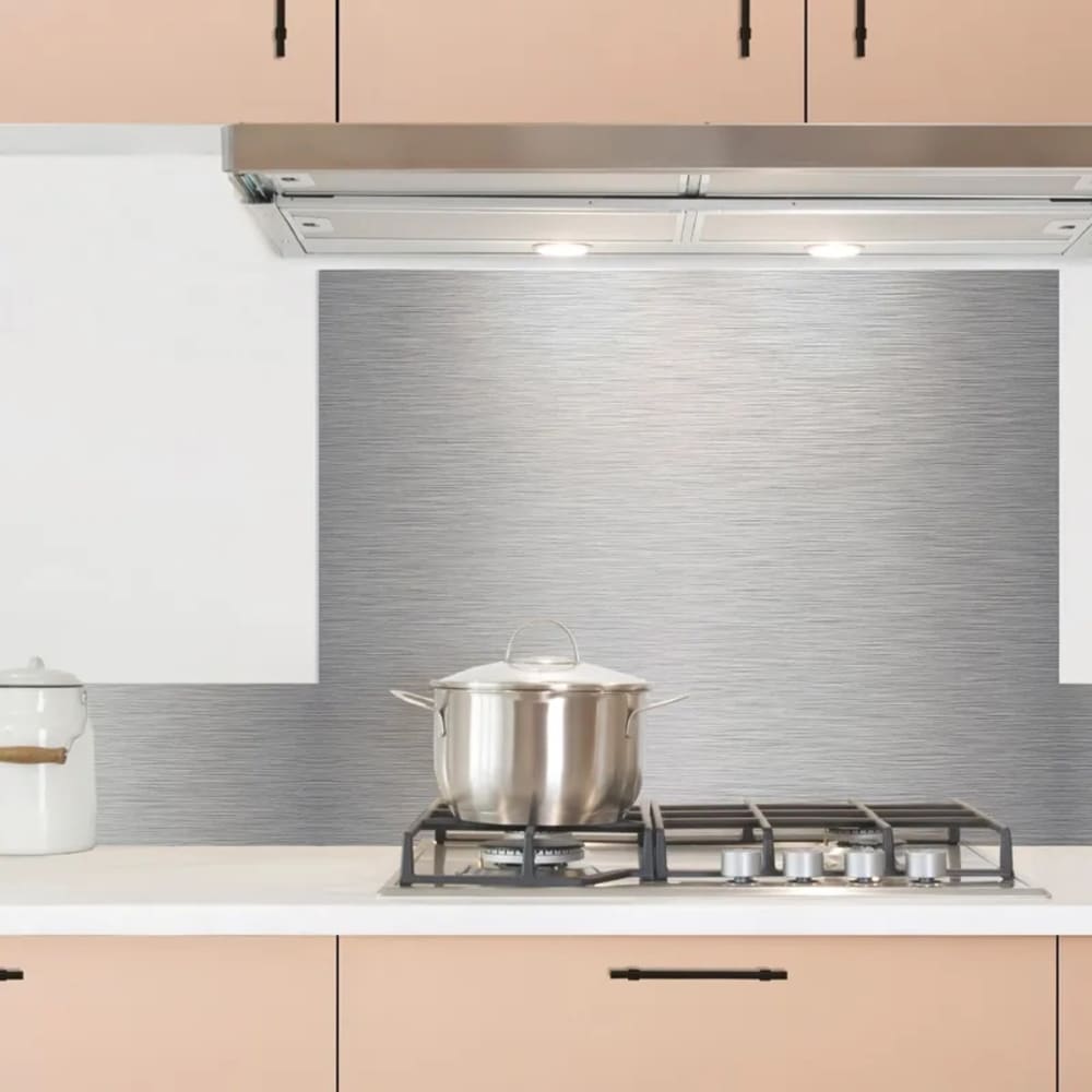 Crédence cuisine en aluminium - effet industriel gris - 300x20 cm (en 3 bandeaux)