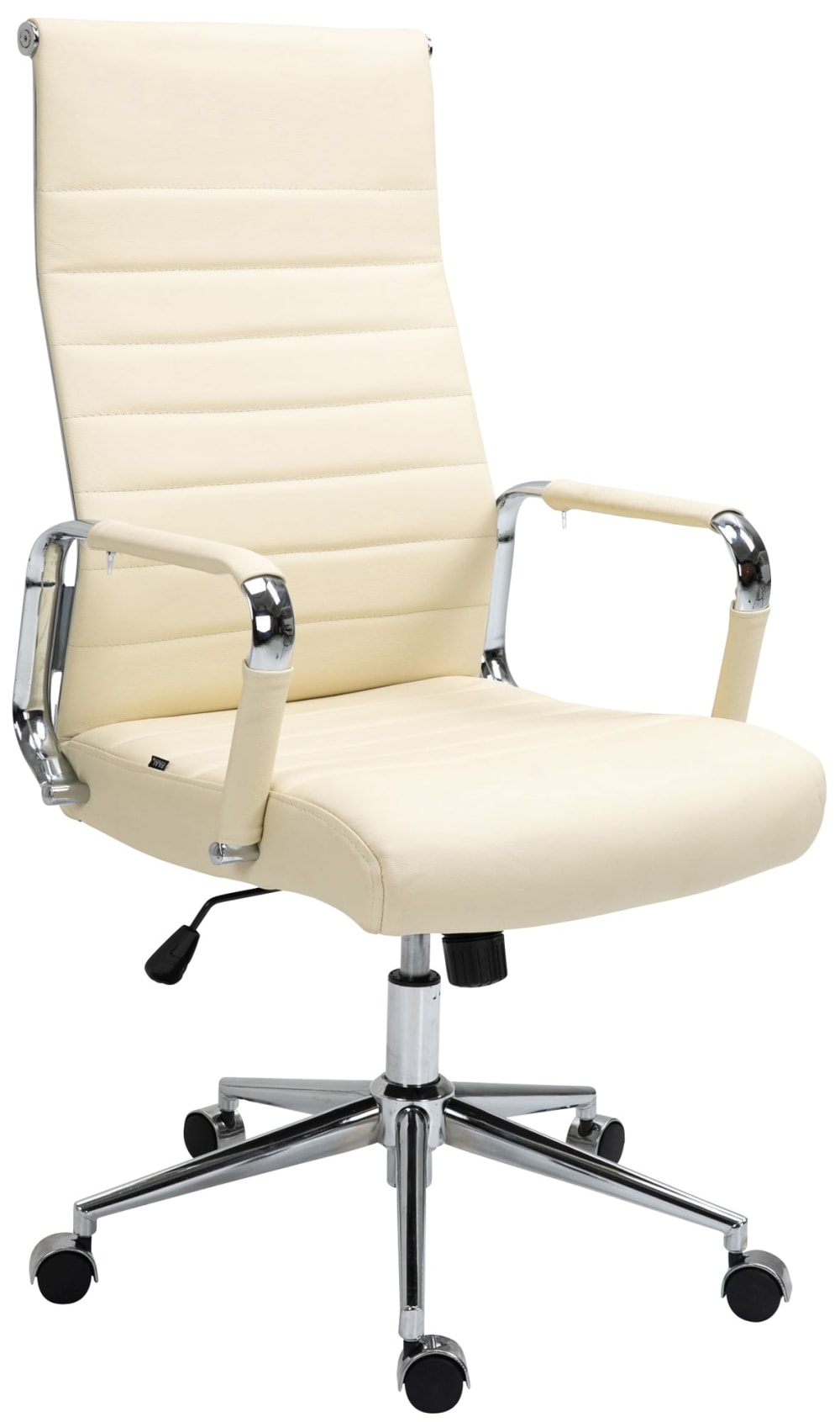 Chaise De Bureau Columbus En Cuir Véritable Crème