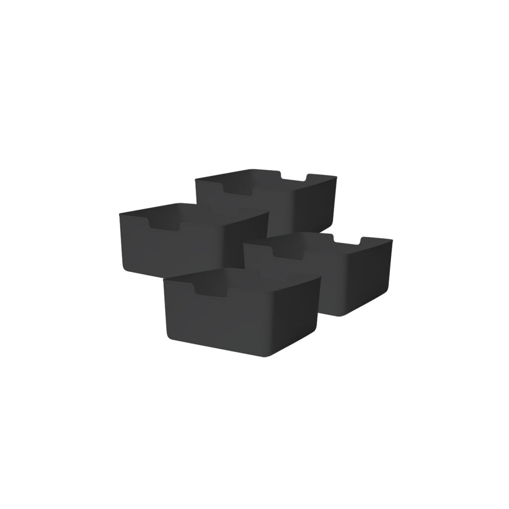 Lot 4 bacs en plastique noir 31 x 31 x 15 cm