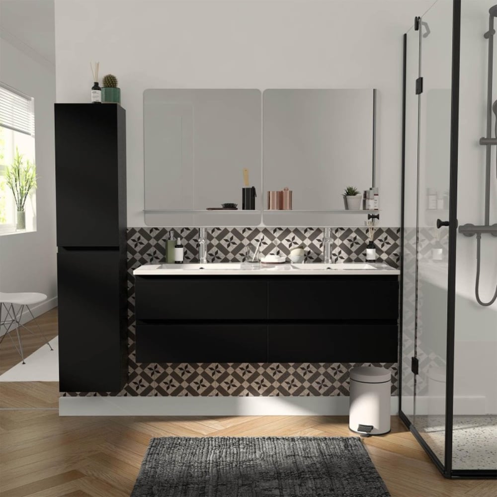 Ensemble meuble double vasque SORRENTO 120cm avec plan céramique