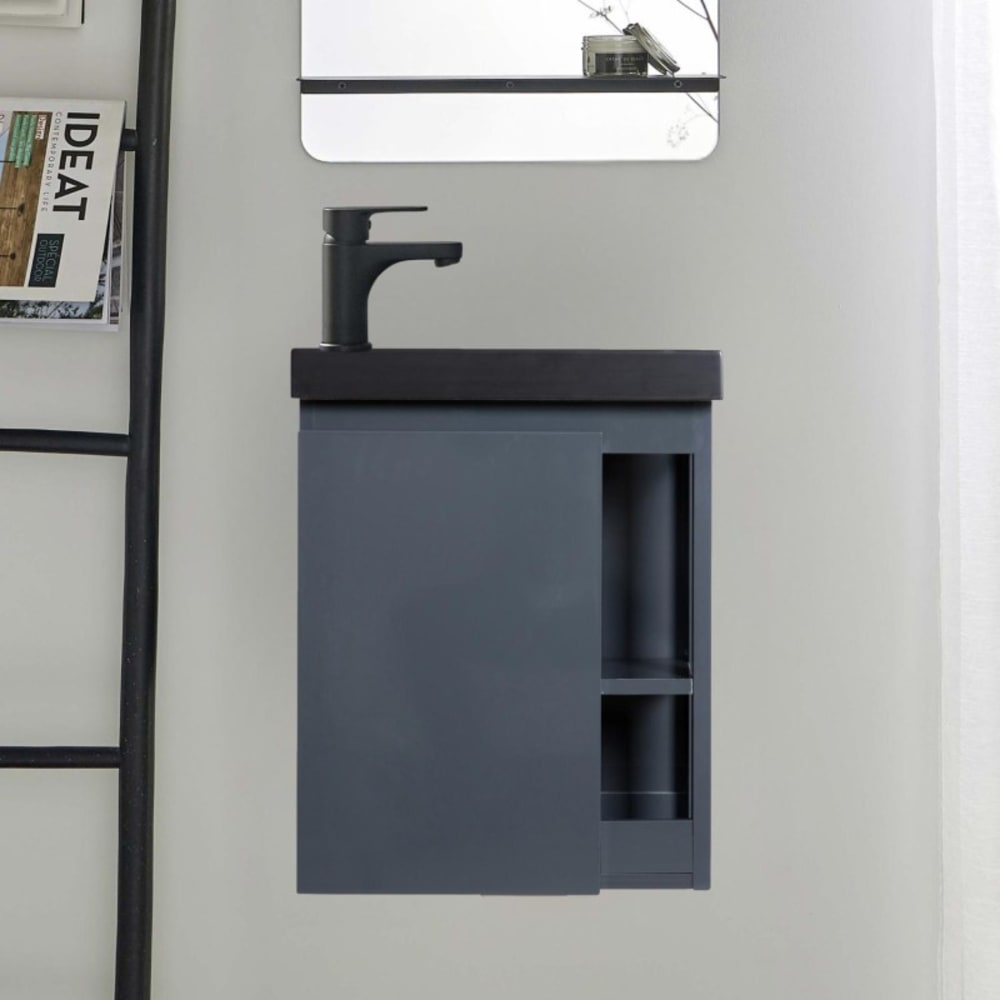 Ensemble lave-mains HAMPTON avec rangement latéral et robinet noir