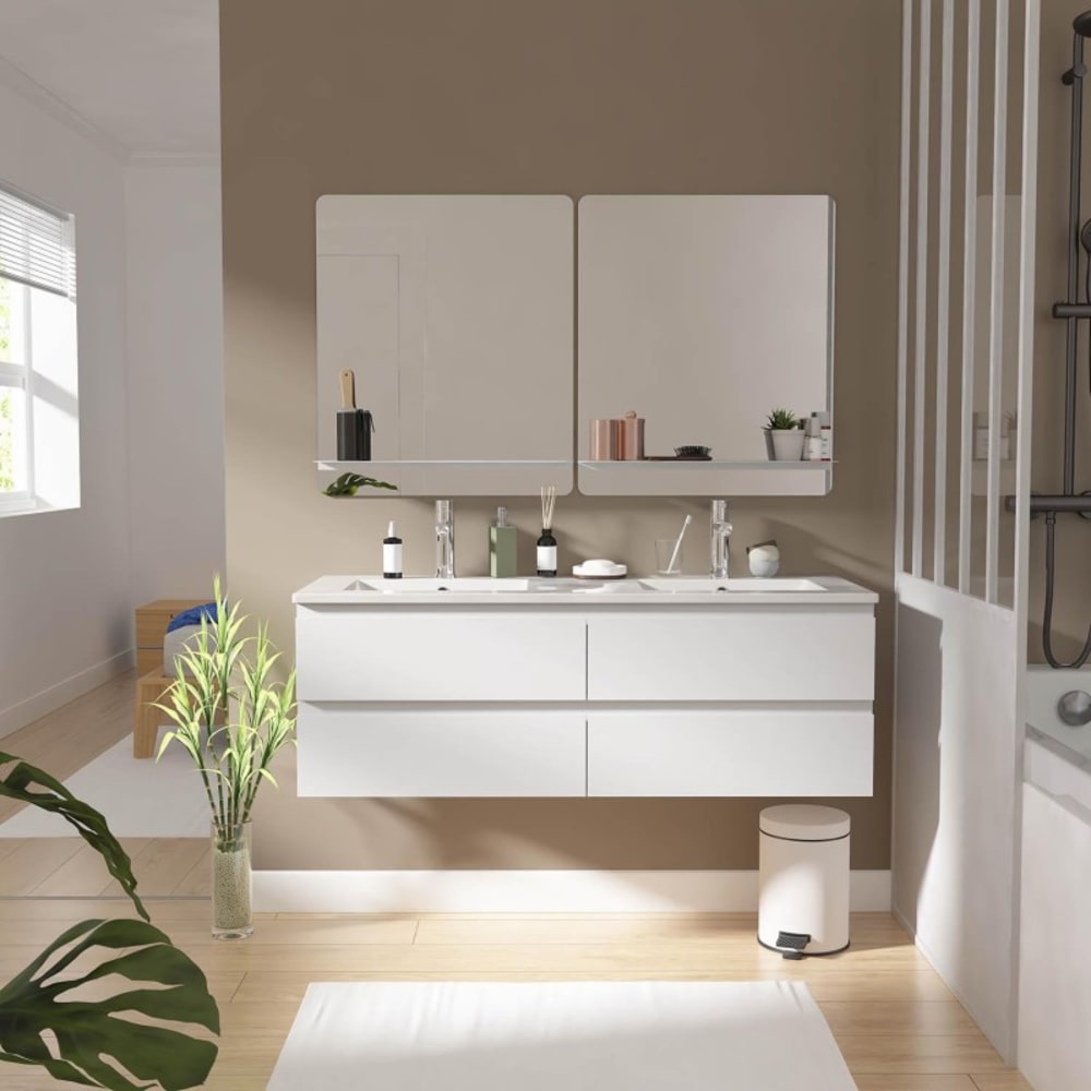Ensemble double vasque SORRENTO 120cm avec vasque, robinets et miroirs