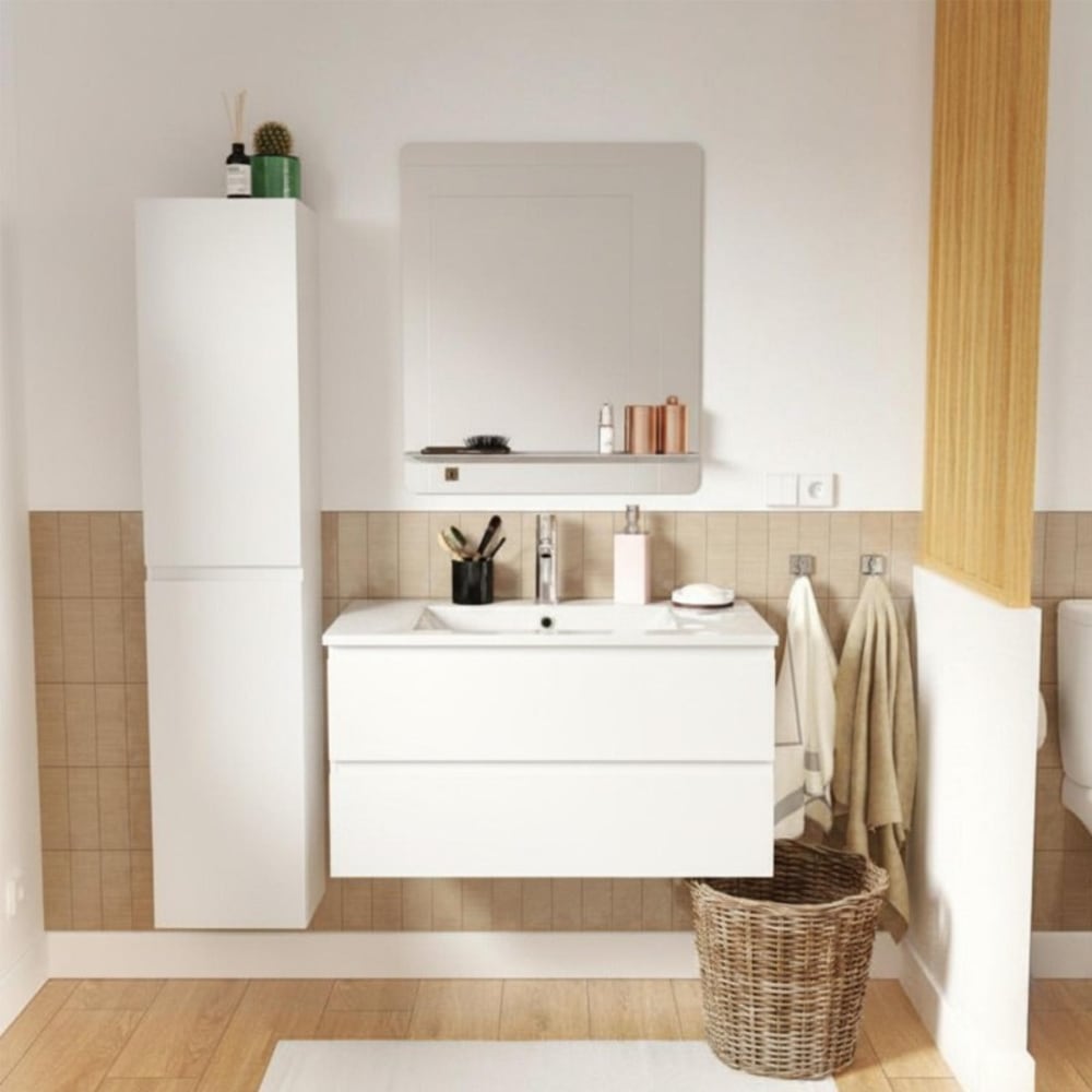 Ensemble meuble vasque SORRENTO 80cm avec robinet, miroir et colonne