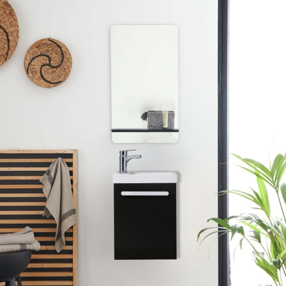 Ensemble lave-mains suspendu NEVADA avec miroir tablette