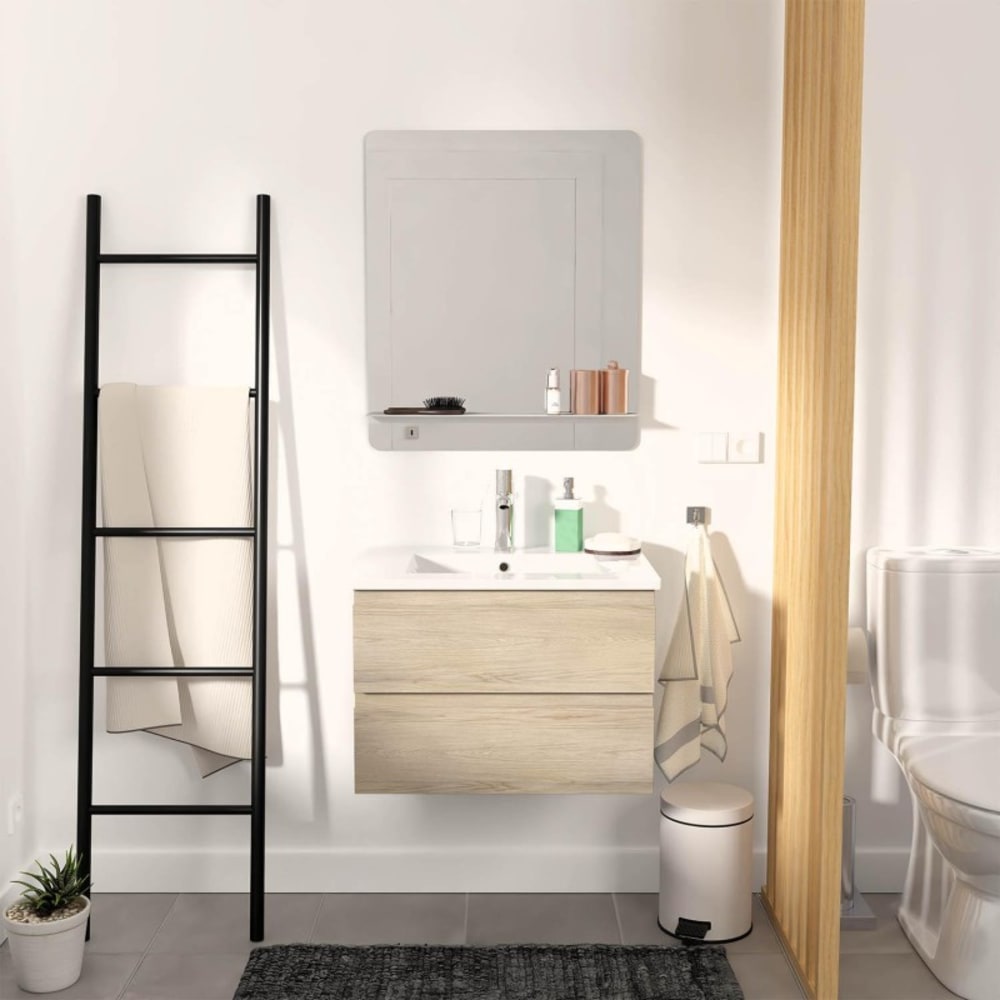 Ensemble meuble simple vasque SORRENTO 60 cm + robinet + miroir