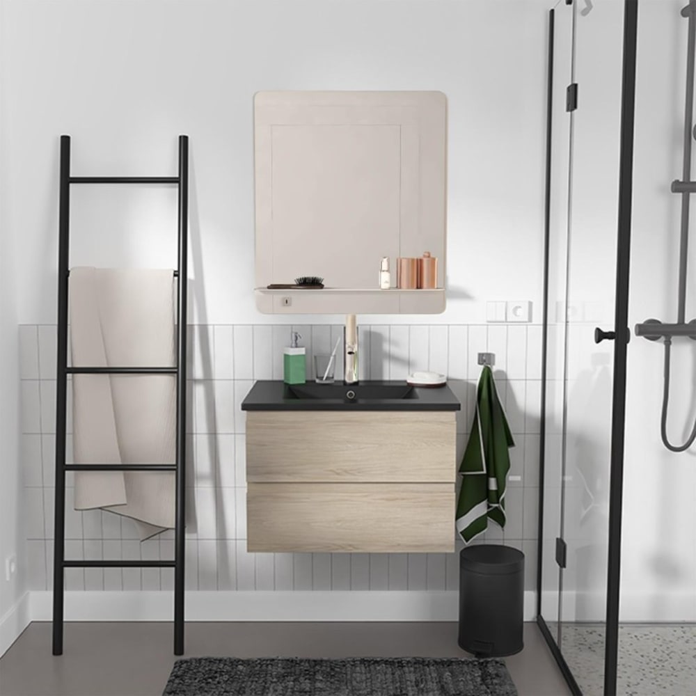 Ensemble meuble simple vasque SORRENTO 60 cm + robinet + miroir