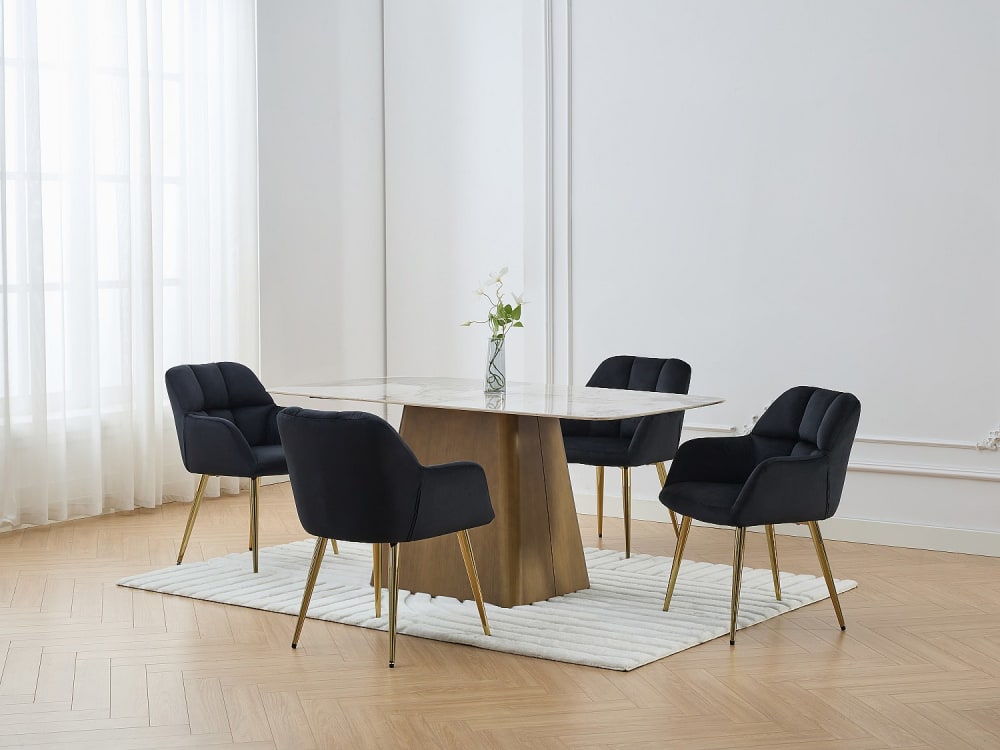 Lot De 2 Chaises Avec Accoudoirs En Velours Et Métal Doré - Noir - Pega De Pascal Morabito
