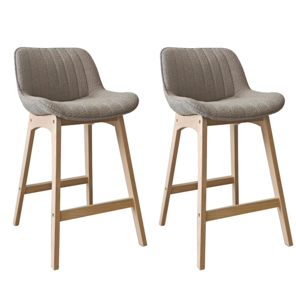 Lot de chaises MILK d'îlot et bar en chêne et assise tissu bouclette 65cm
