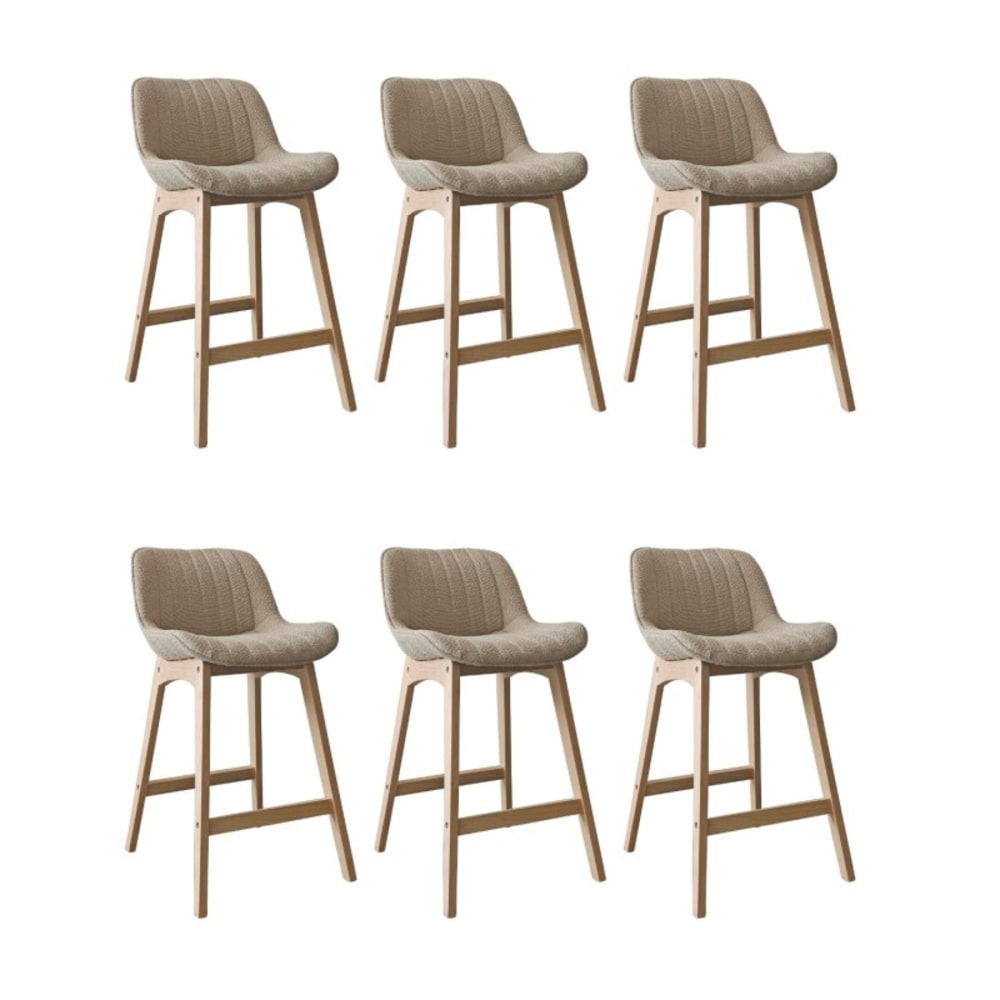 Lot de chaises MILK d'îlot et bar en chêne et assise tissu bouclette 65cm