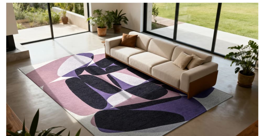 Tapis moderne tissé plat rocky violet 170x240 cm