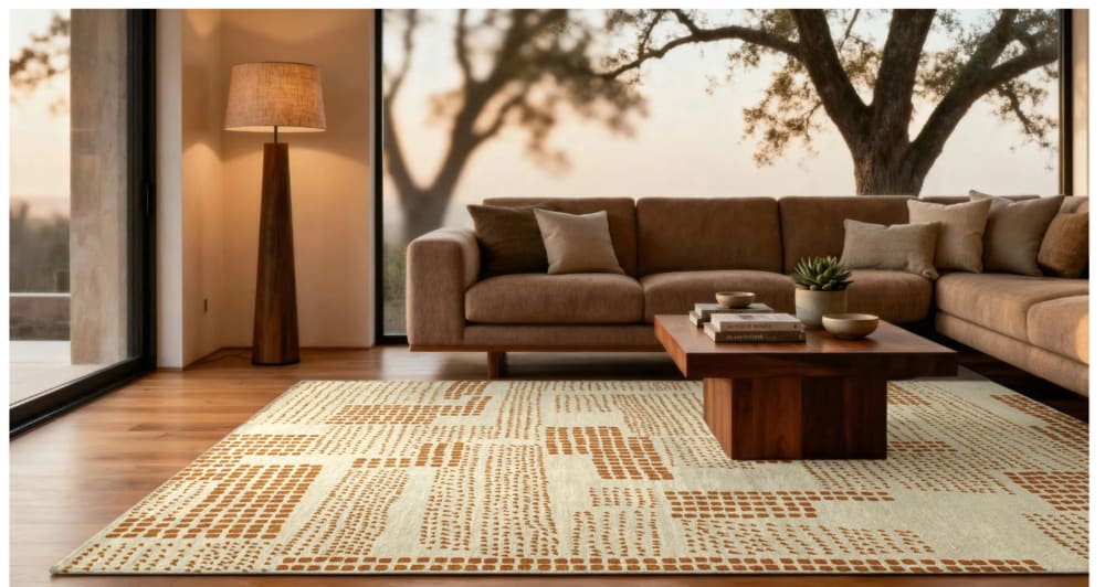 Tapis moderne tissé plat beige 170x240 cm
