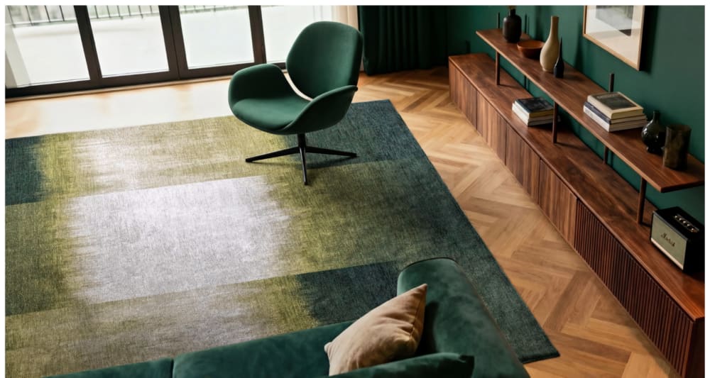 Tapis moderne tissé plat vert 200x280 cm