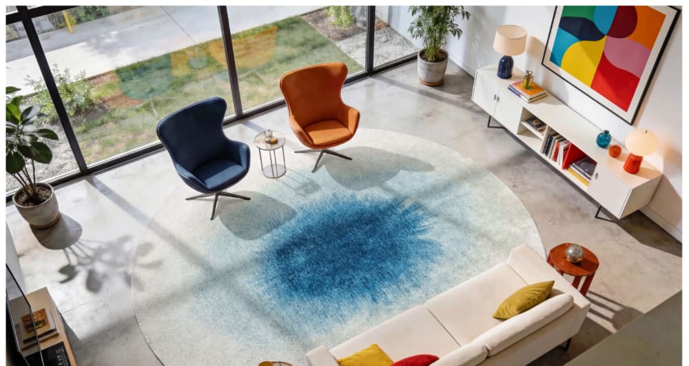 Tapis moderne tissé plat bleu 280x390 cm