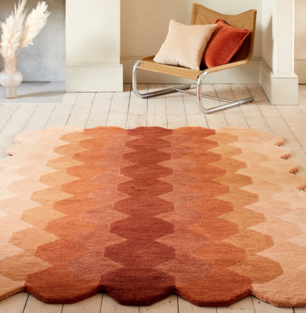 Tapis moderne tufté main en laine orange 200x290 cm