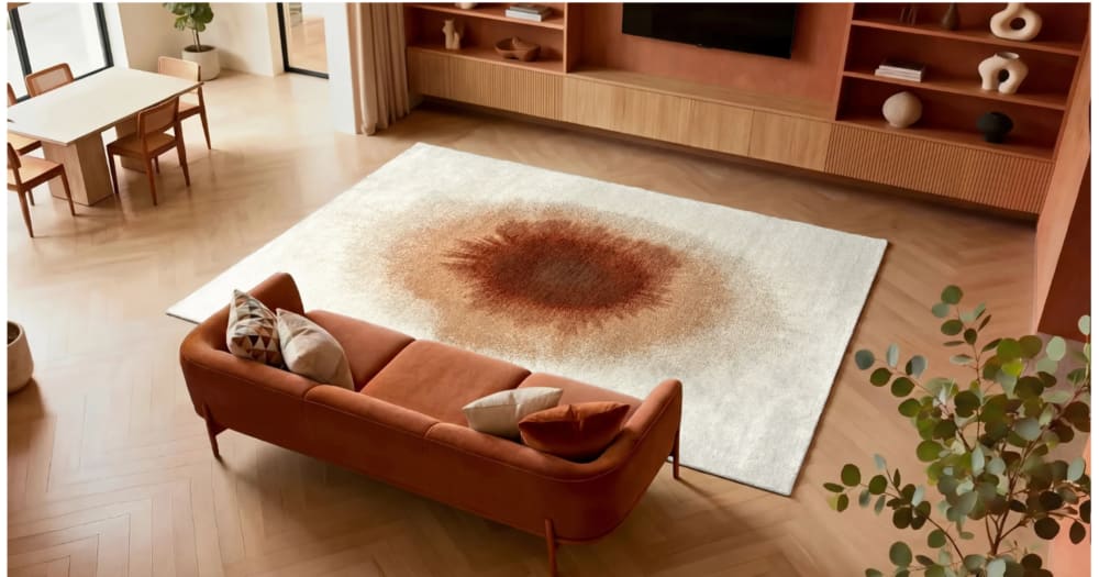 Tapis moderne tissé plat orange diam 240 cm