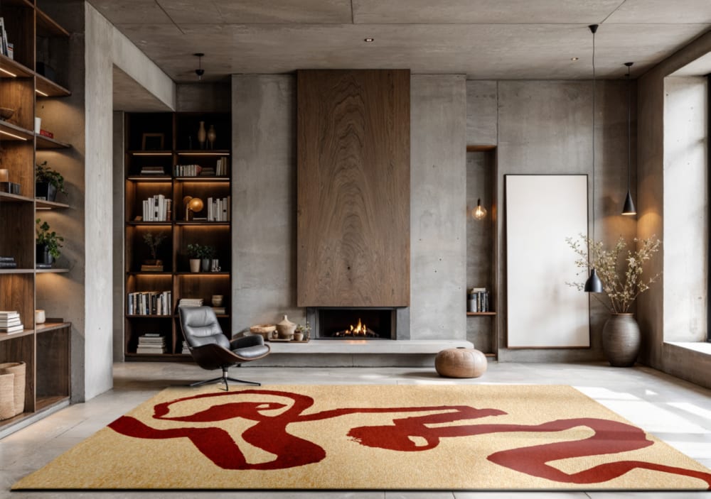 Tapis moderne tissé plat rouge diam 240 cm