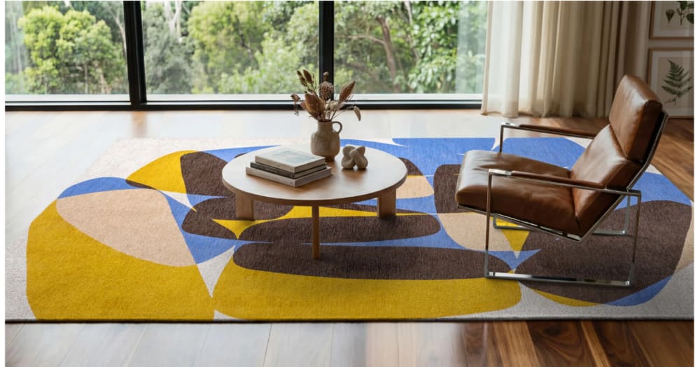 Tapis moderne tissé plat rocky jaune 170x240 cm