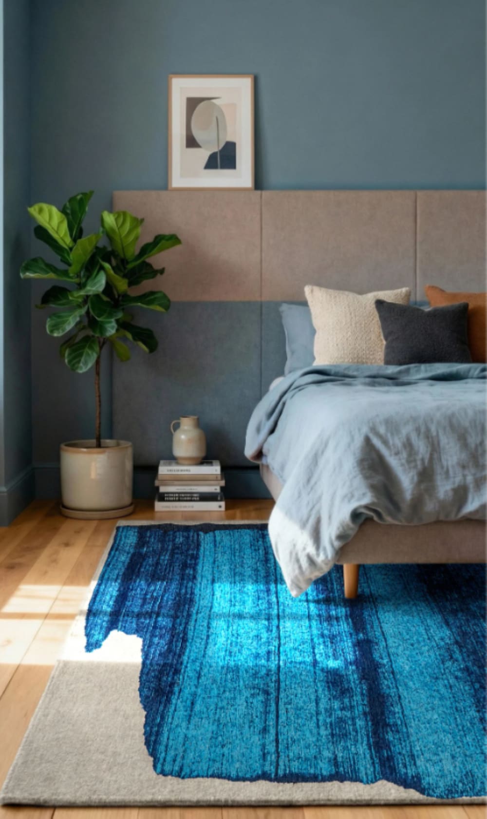 Tapis moderne tissé plat bleu 240x340 cm