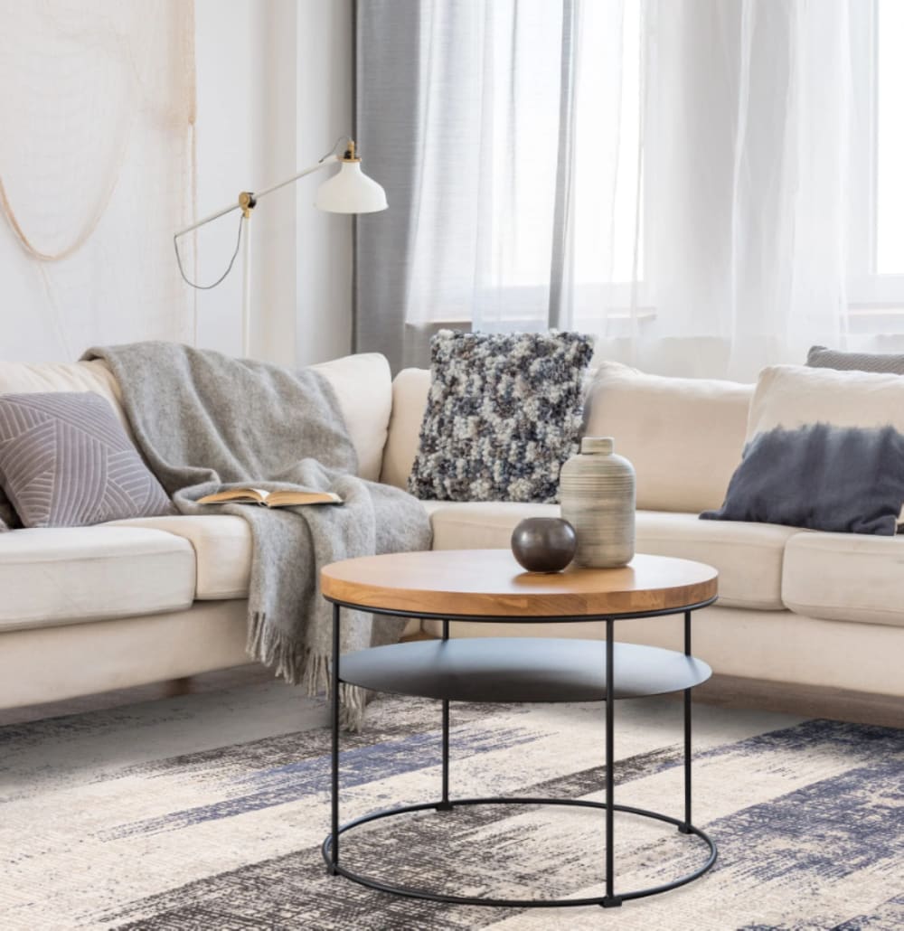 Tapis moderne salon et chambre bleu 200x290 cm