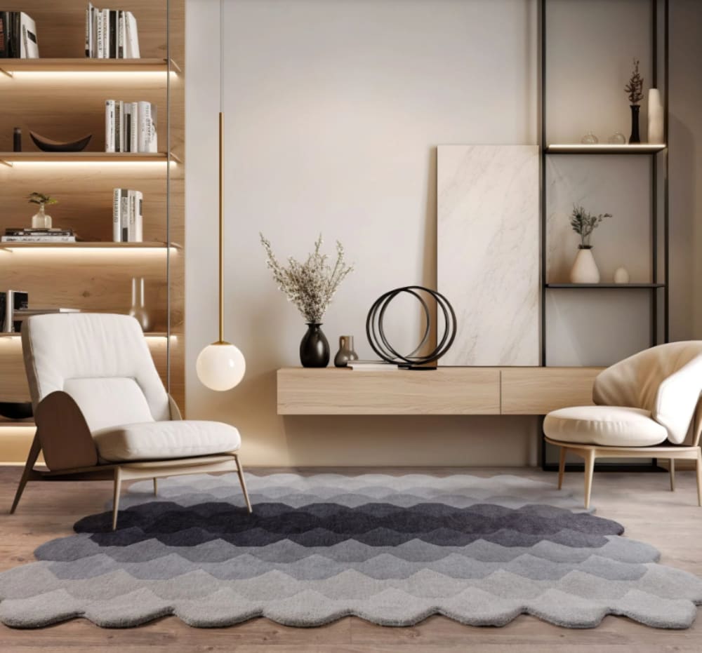 Tapis moderne tufté main en laine noir 160x230 cm