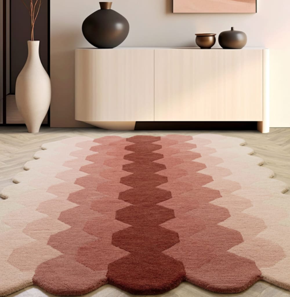 Tapis moderne tufté main en laine rose 160x230 cm