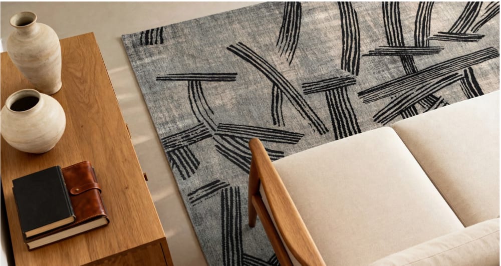 Tapis moderne tissé plat gris 170x240 cm