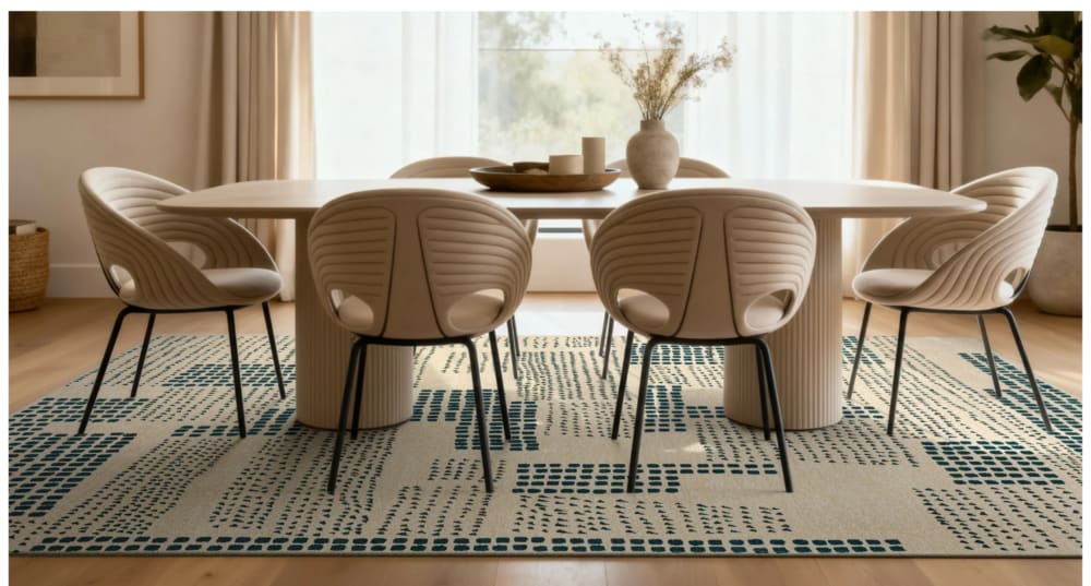 Tapis moderne tissé plat bleu 240x340 cm