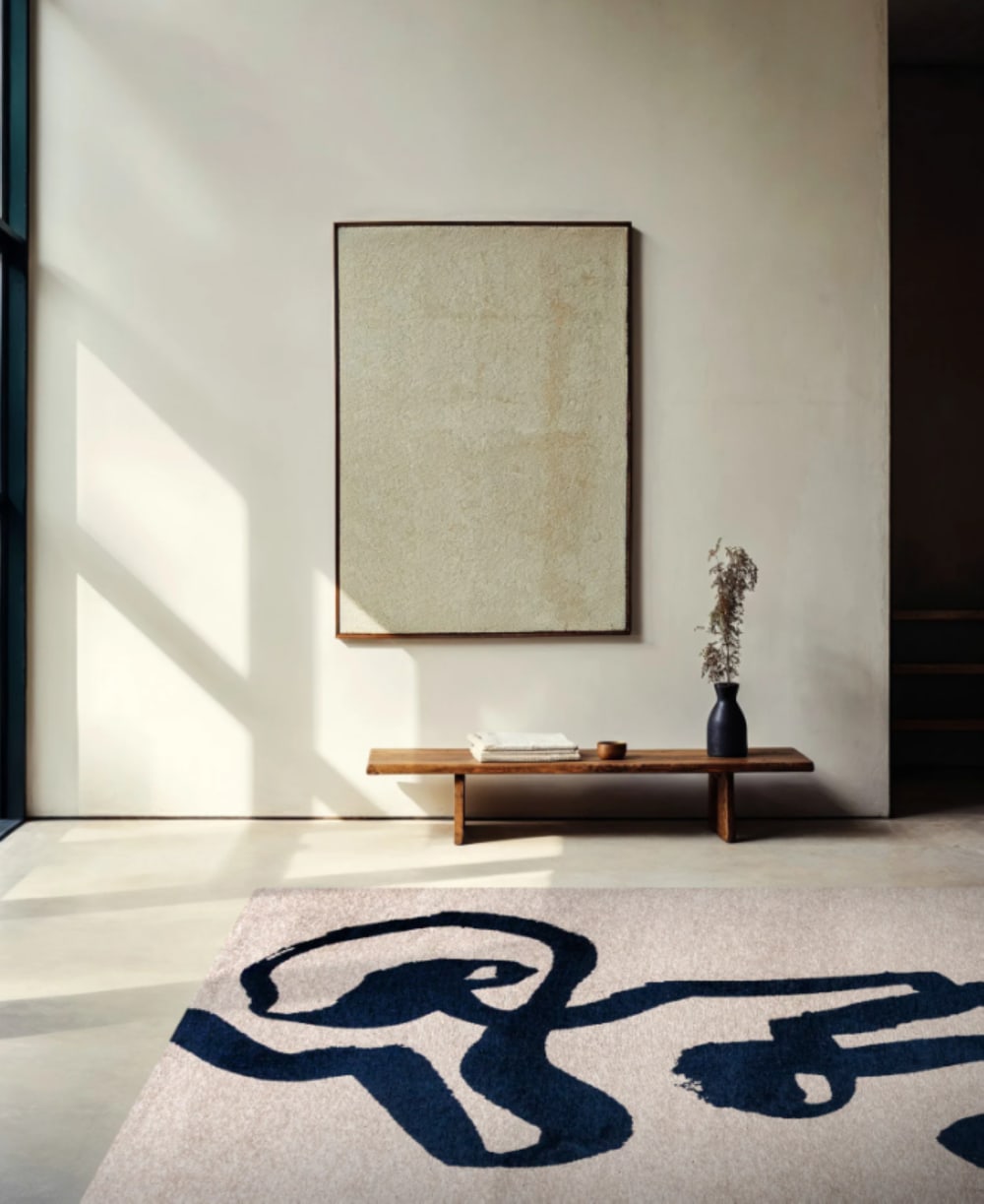 Tapis moderne tissé plat bleu 240x340 cm