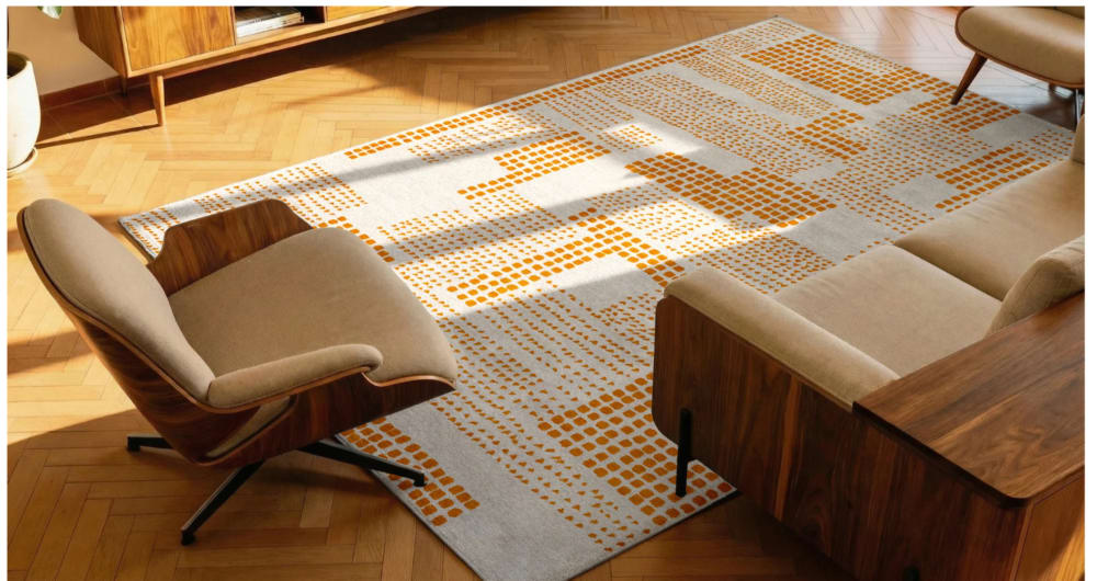 Tapis moderne tissé plat jaune 170x240 cm