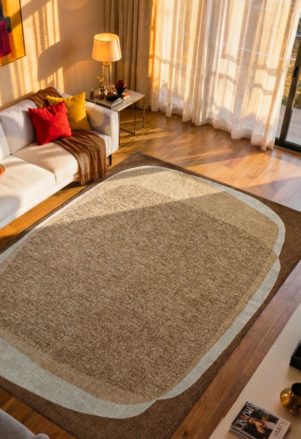 Tapis moderne tissé plat marron 200x280 cm