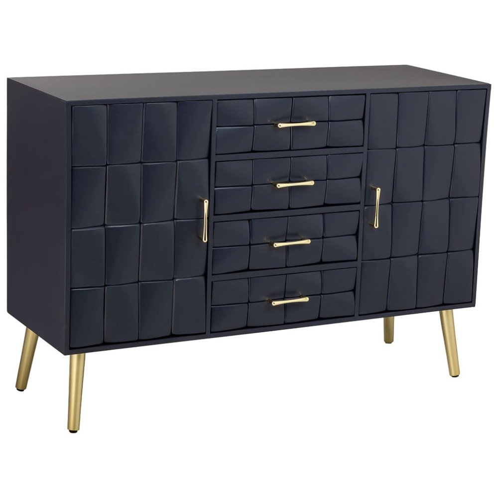 Buffet En Bois Noir 120x40.5x81h Cm