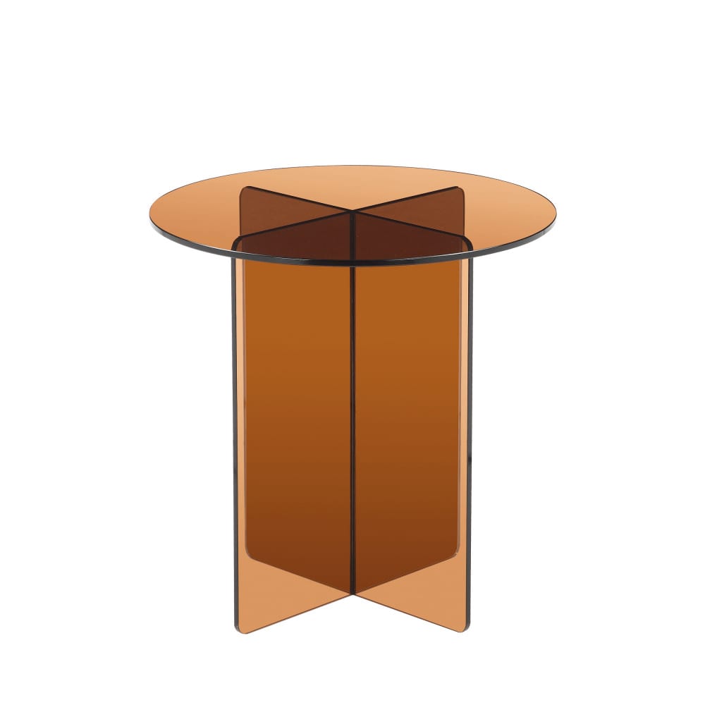Boston - Table d'appoint ronde en verre diam.45cm - Marron