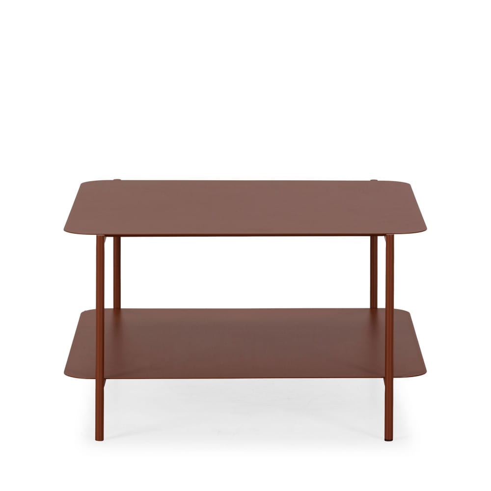 Judith - Table basse en métal à double plateau - Marron glacé