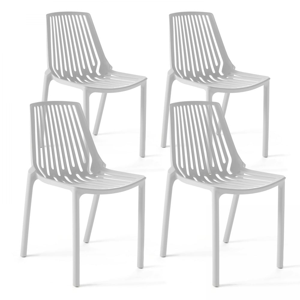 Lot De 4 Chaises En Plastique Blanc