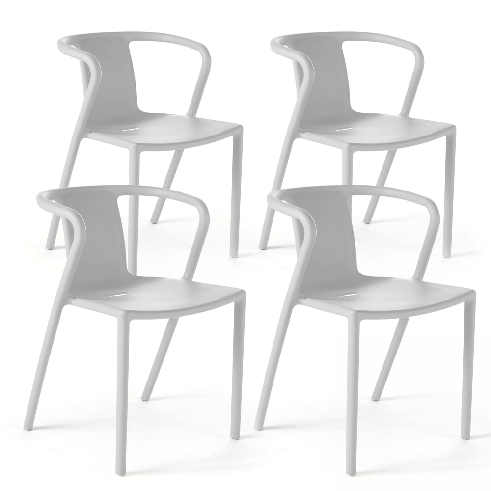 Lot de 4 chaises en plastique blanc Oviala