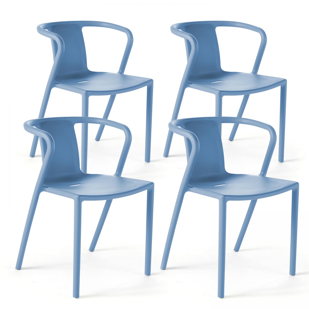 Lot de 4 chaises en plastique bleu Oviala
